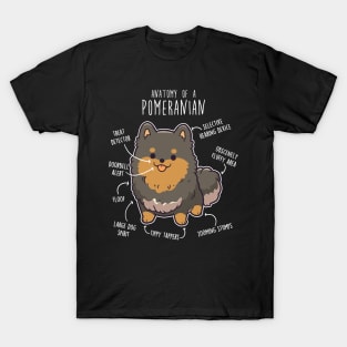 Black and Tan Pomeranian Dog Anatomy T-Shirt